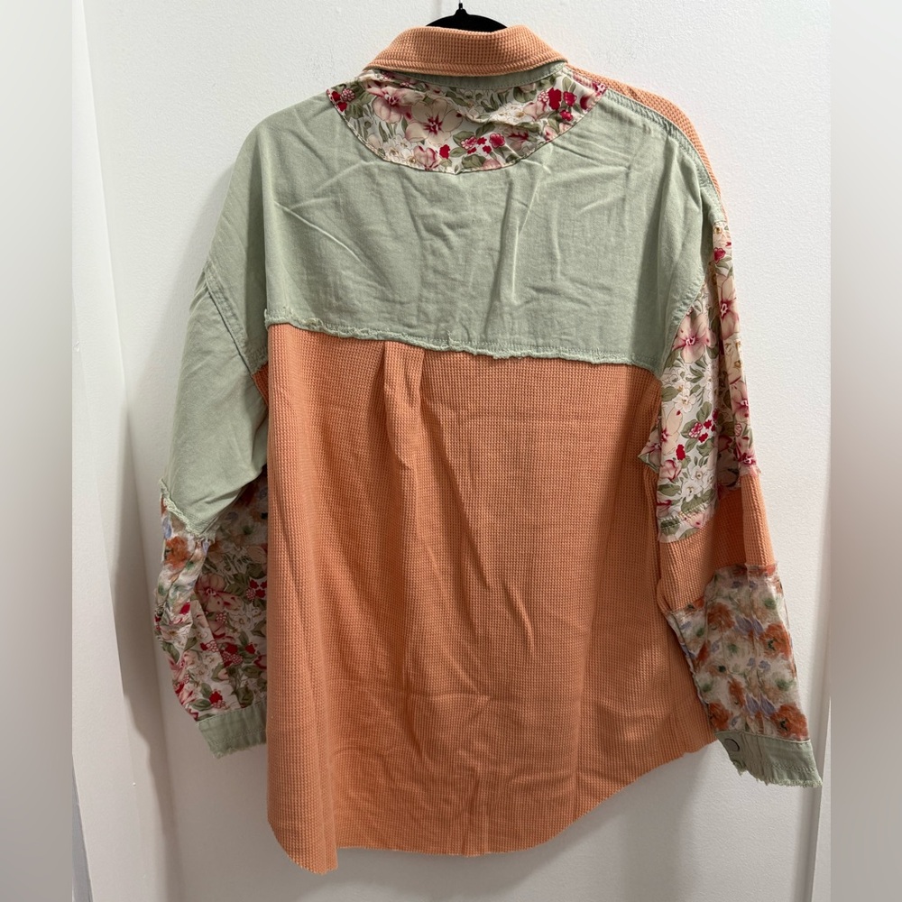 Pol Green And Orange Patchwork Top - image 2